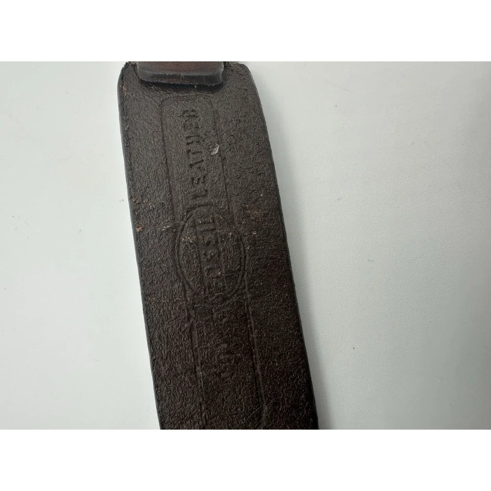 Fossil Leather Belt Brown Brass Western Style USA‎ Small 34 Vintage